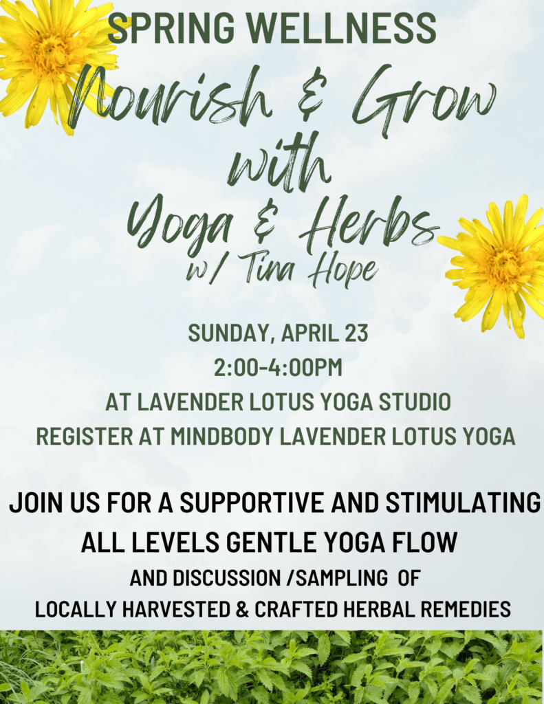 spring wellness yoga april 2023 informational flyer